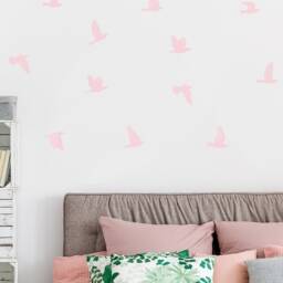 Soft Pink Watercolor Birds Wall Decals, Plastic-Free Stickers For Kids & Grown-Ups - thumbnail 3