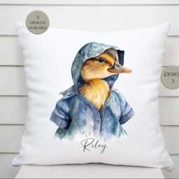 Personalised Raincoat Duck Cushion - Home D??cor Scatter Pillow For Duckling Lovers - thumbnail 3
