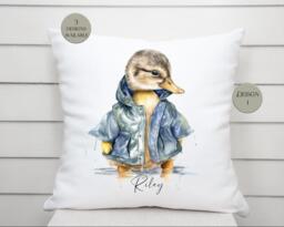 Personalised Raincoat Duck Cushion - Home D??cor Scatter Pillow For Duckling Lovers