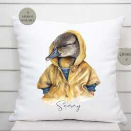 Personalised Raincoat Duck Cushion - Home D??cor Scatter Pillow For Duckling Lovers - thumbnail 2
