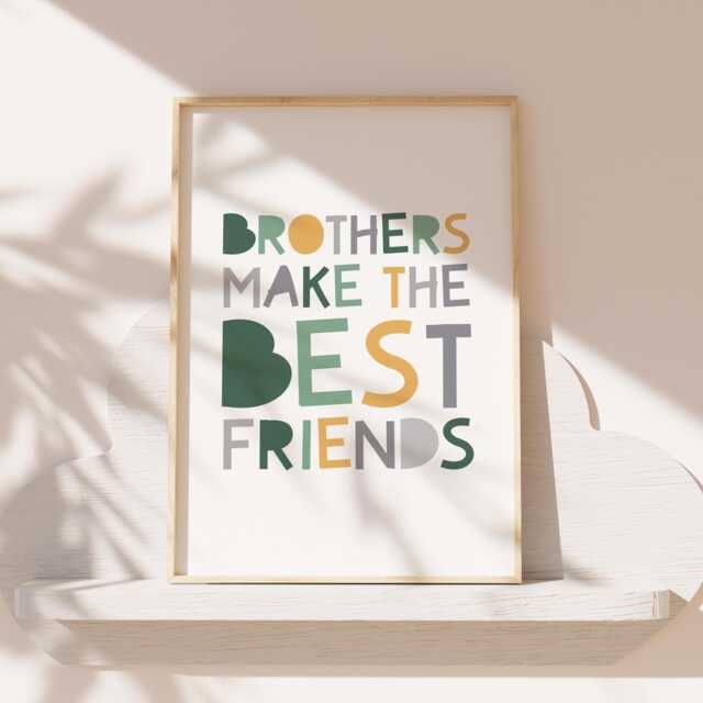 Brothers Make The Best Friends Print, Boys Bedroom Decor, Wall Art, Shared Bedroom, Playroom, Nursery Prints, Big Bro Lil - image 1