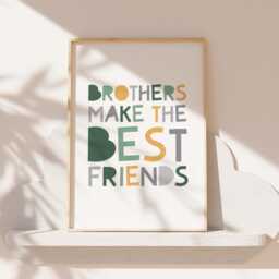 Brothers Make The Best Friends Print, Boys Bedroom Decor, Wall Art, Shared Bedroom, Playroom, Nursery Prints, Big Bro Lil - thumbnail 1