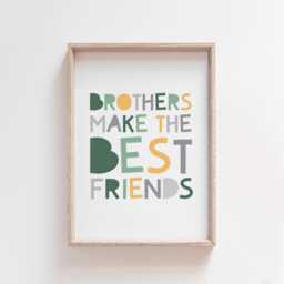 Brothers Make The Best Friends Print, Boys Bedroom Decor, Wall Art, Shared Bedroom, Playroom, Nursery Prints, Big Bro Lil - thumbnail 2