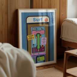 Surf Phone Booth Art Print, Retro Los Angeles Illustration - thumbnail 3