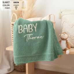 Embroidered Cotton Knit Baby Blanket Custom Name, Soft Nursery Blanket