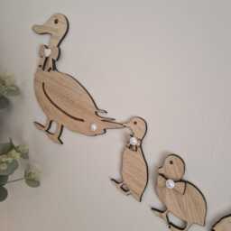 Oak Veneer Duck Family Nursery Wall Decor Whimsical Art, Nursery, Wooden Ducks - thumbnail 3