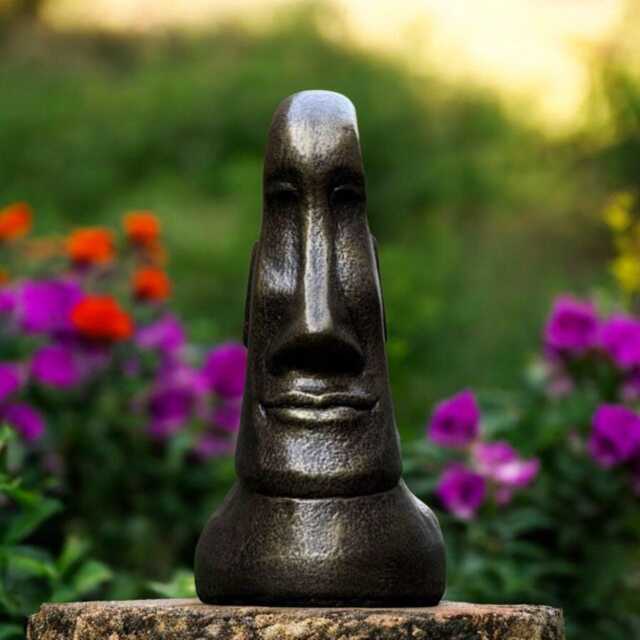 Concrete Moai Head Statue Stone Island Face Sculpture Outdoor Polynesian Decor Cement Tiki Figurine Garden Yard Ornament Cultural Art Gift - image 1