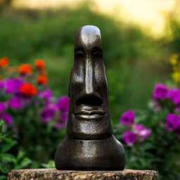 Concrete Moai Head Statue Stone Island Face Sculpture Outdoor Polynesian Decor Cement Tiki Figurine Garden Yard Ornament Cultural Art Gift - thumbnail 1