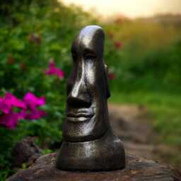 Concrete Moai Head Statue Stone Island Face Sculpture Outdoor Polynesian Decor Cement Tiki Figurine Garden Yard Ornament Cultural Art Gift - thumbnail 2