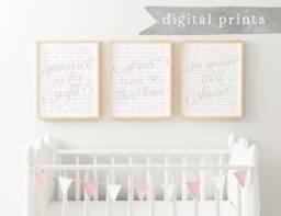 Children's Hymn Prints Blush Nursery Wall Decor - Set Of 3 Digital Prints - thumbnail 1