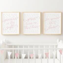 Children's Hymn Prints Blush Nursery Wall Decor - Set Of 3 Digital Prints - thumbnail 2