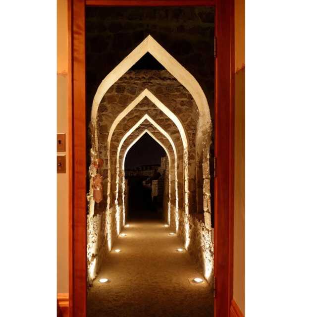 Door Wall Sticker Archway Inside Bahrain Fort At Night/Arabic Wallpaper/ Style Sticker/ Oriental Door/ Peel & Stick Vinyl - image 1
