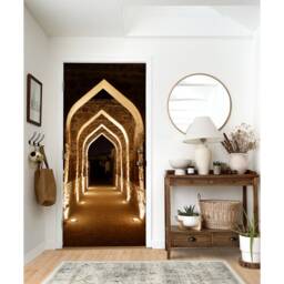 Door Wall Sticker Archway Inside Bahrain Fort At Night/Arabic Wallpaper/ Style Sticker/ Oriental Door/ Peel & Stick Vinyl - thumbnail 3