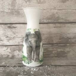 Elephant Vase & Elephant Light Up Bottle, Decouoage, Elephants , Gifts - thumbnail 3