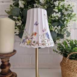 Cordless Touch Lamp. Beautiful Bird & Floral Usb Rechargeable Table Lamp.hand Decorated.four Base Colours