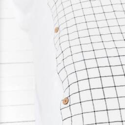 Charcoal Grid Linen Duvet Cover - European Bedding, Coconut Buttons - thumbnail 3