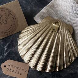 Liberty Of London Decoration, Shell Wall Hanging, Shells in Capel Floral White, Yellow, Gold - Art, Coastal Decor, UK - thumbnail 3