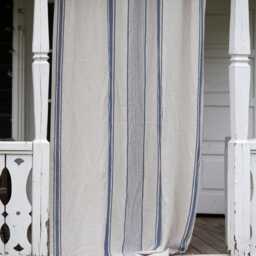 French Style Linen Curtain With Cherry Red Stripes, Natural Heavyweight Curtain, Farmhouse Rustic Rod Pocket Curtain - thumbnail 4
