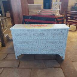 Designer Mother Of Pearl Inlay White Floral Pattern Chest 7 Drawers Dresser - thumbnail 2
