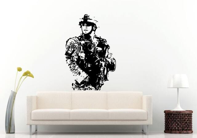 American Soldier Army Marine Trooper Support Our Troops Patriotic Symbol Usa Flag Hero Wall Decal Vinyl Sticker Mural Room Decor L1250 - image 1