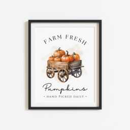 Autumn Pumpkins Print, Pumpkin Patch, Wall Art, Cosy Home Accessories, Fall Decorations, Decor, Watercolour - thumbnail 2