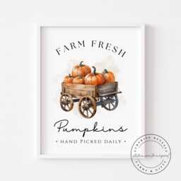 Autumn Pumpkins Print, Pumpkin Patch, Wall Art, Cosy Home Accessories, Fall Decorations, Decor, Watercolour - thumbnail 1