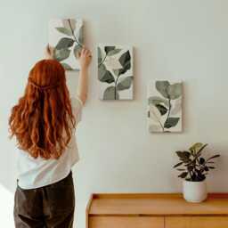 Canvas Set Of 3 - Painted Delicate Boho Plant Leaves, Green Wall Art Canvas, Plants & Flowers Decor - thumbnail 3