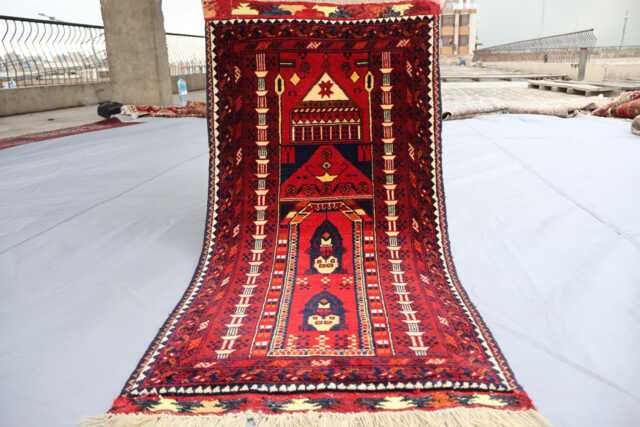 1'9x3'8 Ft Handmade Muslim Prayer Rug, Fine Quality Vintage Afghan Spiritual High Pile Natural Dyes Wool Carpet, Mat Rug - image 1