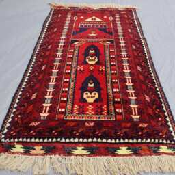 1'9x3'8 Ft Handmade Muslim Prayer Rug, Fine Quality Vintage Afghan Spiritual High Pile Natural Dyes Wool Carpet, Mat Rug - thumbnail 3