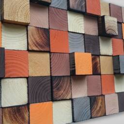 Wood Wall Art - Colorful Decor Wooden Mosaic - thumbnail 4