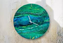 Green Resin Wall Clock Custom Epoxy Home Decor