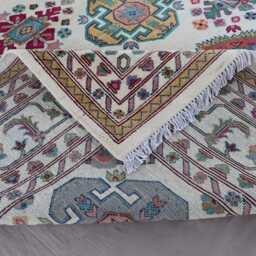 Beige 10x13 Kazak Area Rug, Afghan Hand Knotted Wool Rugs For Living Room, Bedroom Dining Table Rug, Caucasian Design Oriental Rug - thumbnail 4
