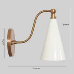 Mid-Century Modern Brass Wall Sconce - Cone Shade Lamp - thumbnail 3