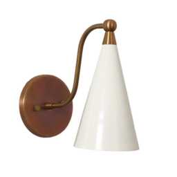 Mid-Century Modern Brass Wall Sconce - Cone Shade Lamp - thumbnail 2