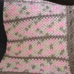 "New Handmade ""Nostalgic Wrap"" Baby Blanket/Afghan in Pink/Tan 36"" X 49" - thumbnail 3