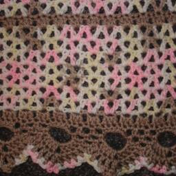 "New Handmade ""Nostalgic Wrap"" Baby Blanket/Afghan in Pink/Tan 36"" X 49" - thumbnail 2