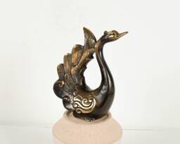Bronze Swan, 4.6 Inch Animal Figurine, Art, Bird, Brass, Unique Miniature, Handmade, Kitchen Decor, Table Gift For Her, Special