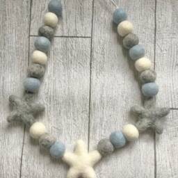Felt Star Curtain Tie Back Blue, Grey Nursery Decor - thumbnail 4
