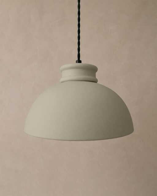 Large Pompeii - Ceramic Pendant Ceiling Light Handmade Minimalist Dome Hanging Fixture in Natural Dune - image 1