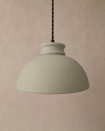 Large Pompeii - Ceramic Pendant Ceiling Light Handmade Minimalist Dome Hanging Fixture in Natural Dune