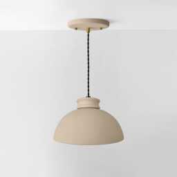 Large Pompeii - Ceramic Pendant Ceiling Light Handmade Minimalist Dome Hanging Fixture in Natural Dune - thumbnail 2