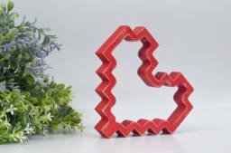 Wood Pixel Art Heart Shape, Wooden Painted Freestanding Heart, Valentine Day Gift - thumbnail 1