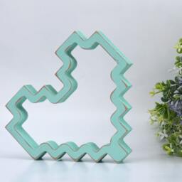 Wood Pixel Art Heart Shape, Wooden Painted Freestanding Heart, Valentine Day Gift - thumbnail 2