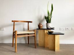Art Deco Gold Side Table Set - Handmade Nesting Coffee Wooden Tv Stand _ Piaf - thumbnail 1