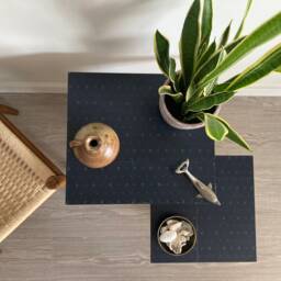 Art Deco Gold Side Table Set - Handmade Nesting Coffee Wooden Tv Stand _ Piaf - thumbnail 2