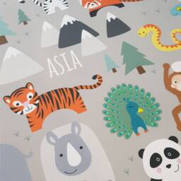 Personalized Kids World Map Wall Decals Jungle Animals Nursery Decor - thumbnail 2