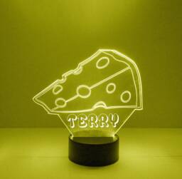 Acrylic Light Up Cheese Slice, Custom Engraved Night Light, Personalized Free, 16 Color Options With Remote Control, Chef's Gift, Kitchen Decor