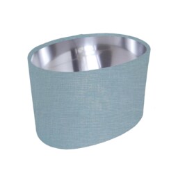 Duck Egg Blue Oval Lampshade in Linen With Silver Lining - thumbnail 1