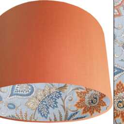 Botanical Lampshade Blue & Orange Floral Ceiling/Table Light, UK Handmade - thumbnail 3