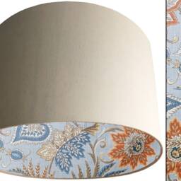 Botanical Lampshade Blue & Orange Floral Ceiling/Table Light, UK Handmade - thumbnail 4